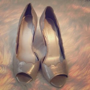 David’s bridal shimmery gold peep toe pump. Sz 6M